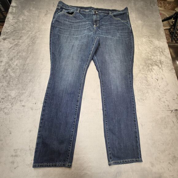 Old Navy Jeans Womens 20 Regular Blue Stretch Denim Five Pocket Straight Leg - Picture 1 of 10
